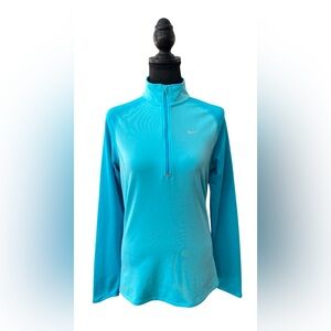 Nike: Blue Running Pullover Jacket with Zipper